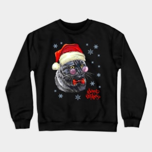 Warm Wishes Black Cat Santa Claus Christmas Gift Crewneck Sweatshirt